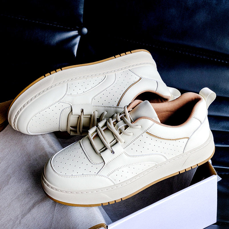 Giày sneaker nam da thật cổ thấp đế bằng dây buộc — GX118 màu mơ