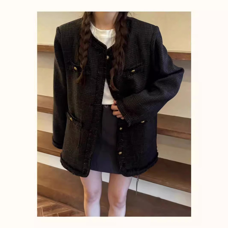 730628 Korean Style Loose Plus-Size Fringed Long Coat with Tassel Decoration in a Chanel-Inspired Style 730628 Korean Style Loose Plus-Size Fringed Long Coat with Tassel Decoration in a Chanel-Inspired Style