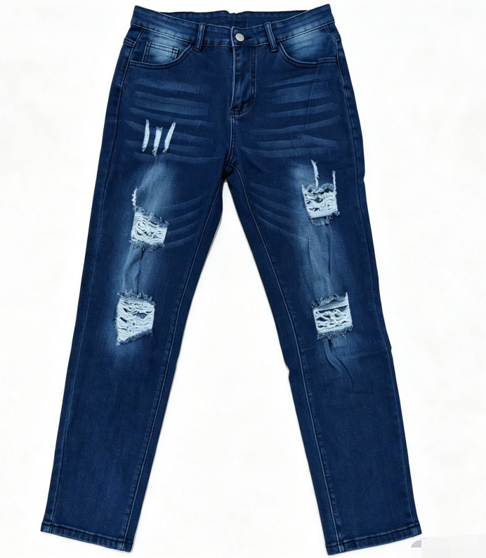 Jeans Elásticos con Roturas para Hombre de Mezclilla de Algodón, Corte Ajustado, para Uso Casual image 6