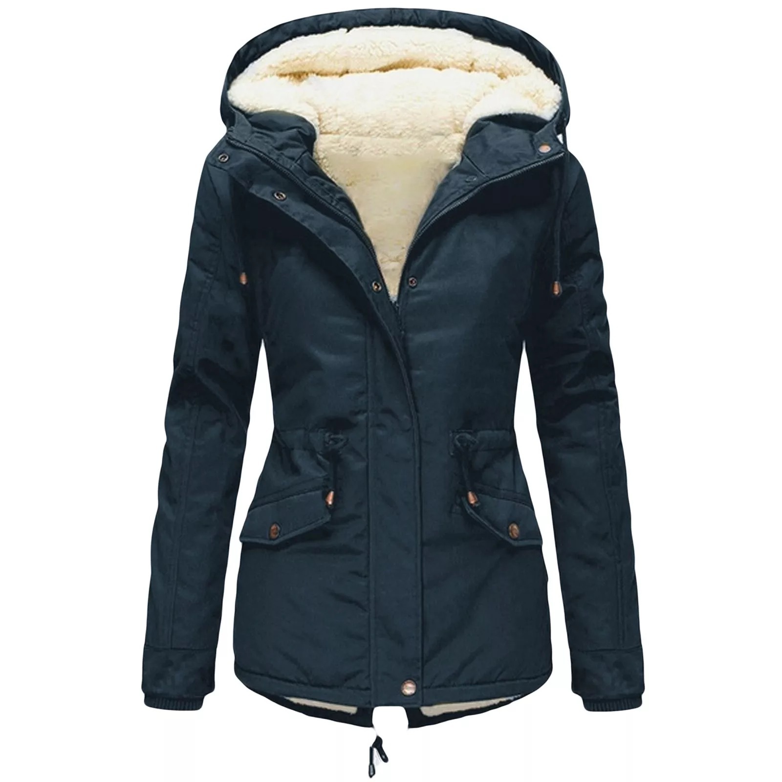 2021 Amazon otoño e invierno nuevo abrigo de algodón acolchado de comercio exterior para mujer abrigo parka con capucha de color sólido para mujer abrigo grueso de algodón acolchado Abrigo acolchado de algodón con forro polar