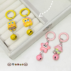 全身海綿寶寶鈴鐺圓環扣可愛卡通掛件少女書包配飾禮物閨蜜掛飾