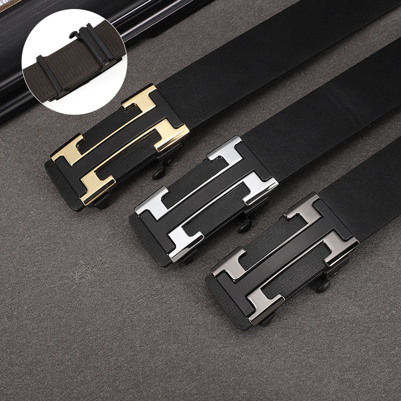 現貨批發無牙自動扣皮帶男真皮腰帶男商務休閑青年中年褲帶牛皮