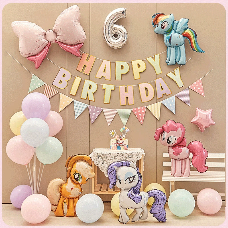 Украшение для дня рождения в стиле My Little Pony Cartoon Girl, сцена-декорация, шарики, фоновый набор для детей и младенцев
