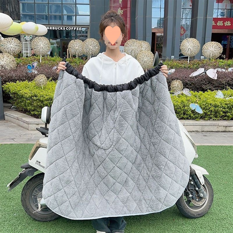 电动车挡风半身裙冬季保暖电瓶车防寒护腿加绒加厚防水围裙|undefined