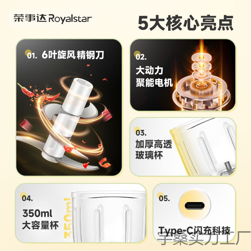 荣事达电动蒜泥捣蒜料理机小型家用绞肉机绞蒜搅碎器蒜末粉碎|undefined