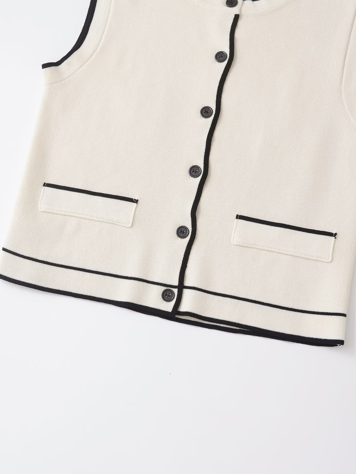 Damenbekleidung 2024 Herbst und Winter neue Street Fashion Kontrastfarbe Rundhalsweste_voghion.com