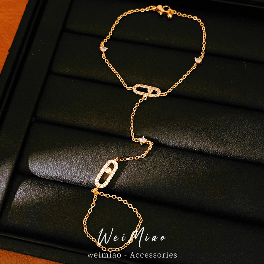 Zircon elíptico una sola pulsera de estilo in-viento pulsera de dedo de moda nicho de diseño sensación de joyería al por mayor