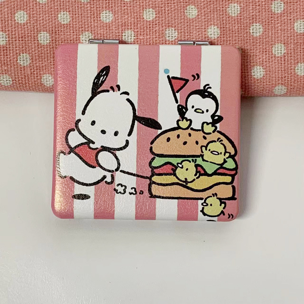 Nuevo perro Pacha osos de fresa doble cara plegable espejo de maquillaje tienda en línea tienda de espejo pequeño fábrica al por mayor