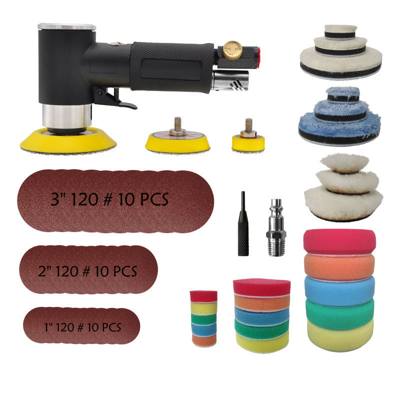 电商60件套黑色偏心气动研磨机打磨机砂纸机汽车打蜡机抛光机手持