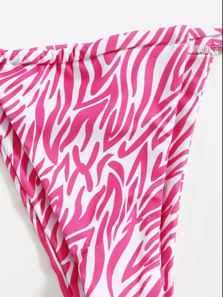 Swimming Pool, Beach Occasion Stripe, Leopard Pattern Women's Stripe Leopard 2 Pieces Set Bikinis Swimwear