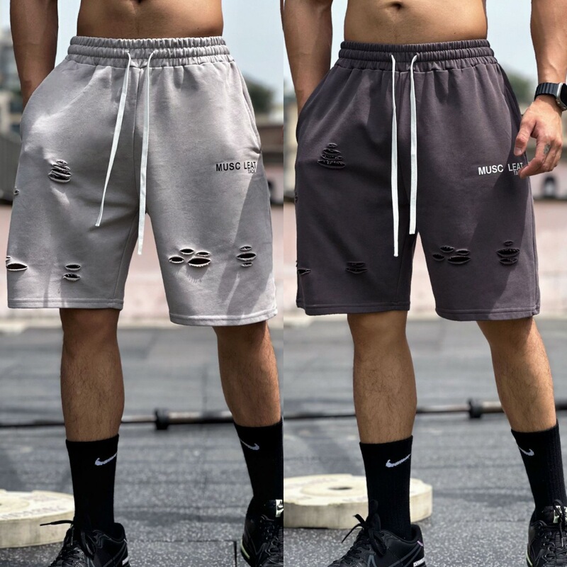 Summer homemade new men's sports leisure shorts solid color five basketball fitness sweat cotton shorts