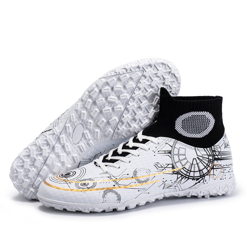 2023 transfronteriza nuevos zapatos de fútbol FGTF de los hombres transpirable de alta superior pico frito roto zapatos de fútbol zapatos de entrenamiento de hierba