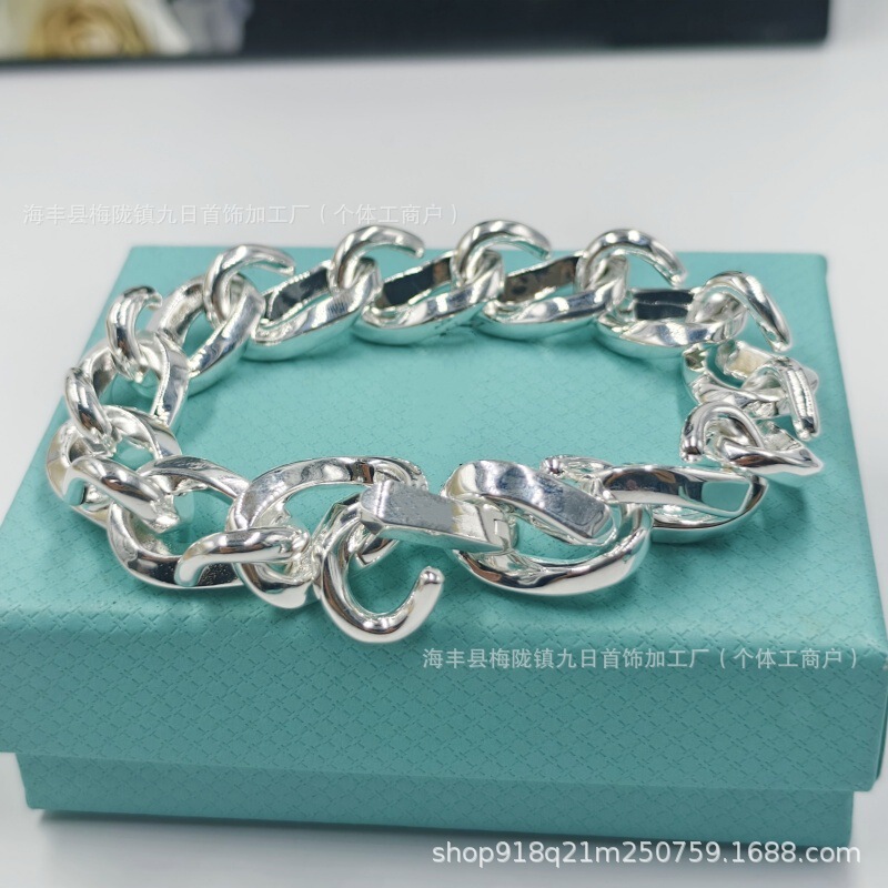 Tijia t Chain Bracelet Cross-Border European and American Hip-Hop Thick Chain Punk Style Cuban Jewelry Accessories Manufacturer Wholesale