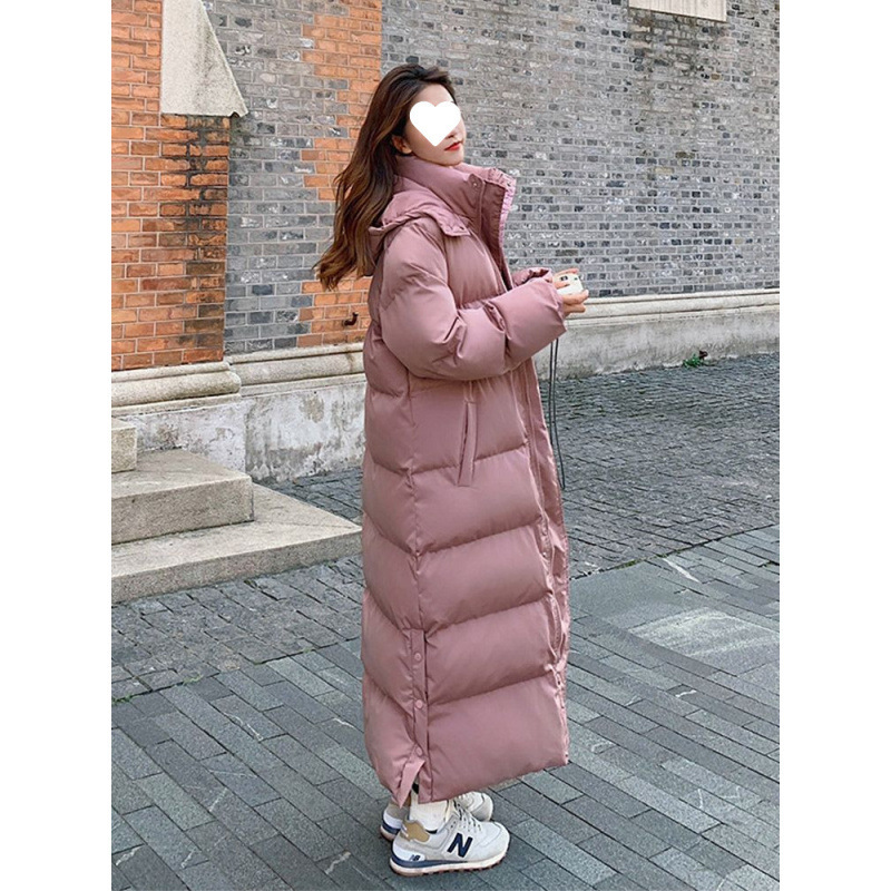 Pink Long Ankle-Length down Cotton Jacket for Women Mid-Length 2025 Winter New Thickeneded Warm Cotton Jacket Pink Black