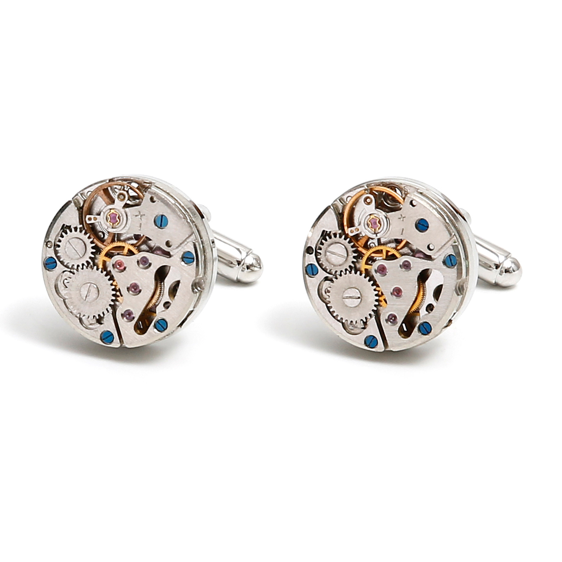 Gemelli da uomo a forma di ingranaggio argento per camicia eleganti_voghion.com