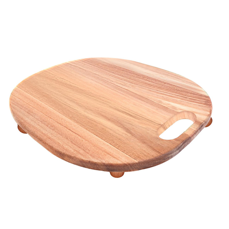 Mesa de madera de acacia, tablero de corte de madera con agujeros para colgar tablero de hortalizas de carne gruesa, tablero de corte de madera de acacia