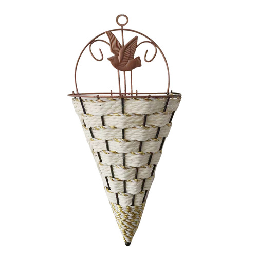 Wall-mounted simulated flower basket ornaments vase triangular iron art rattan flower basket wall-mounted plant pothos wall living room decoration