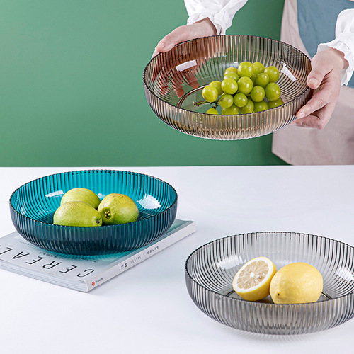 PET material fruit plate snack plate Chinese daily dining fruit plate household three-color simple fruit snack plate