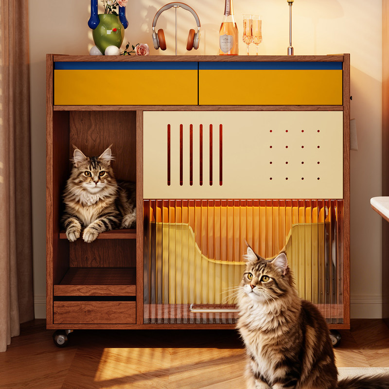 Extra-large solid wood cat litter cabinet for fat cats, anti-sand leakage, enclosed cat toilet cabinet, hidden litter box cabinet Extra-large solid wood cat litter cabinet for fat cats, anti-sand leakage, enclosed cat toilet cabinet, hidden litter box cabinet