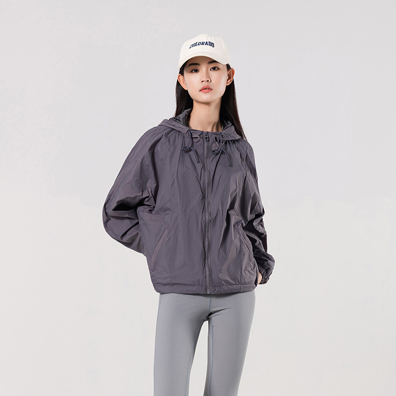 Chaqueta de Protección Solar con Capucha para Mujer Nailon Protección UPF50+ Cortavientos para Exterior