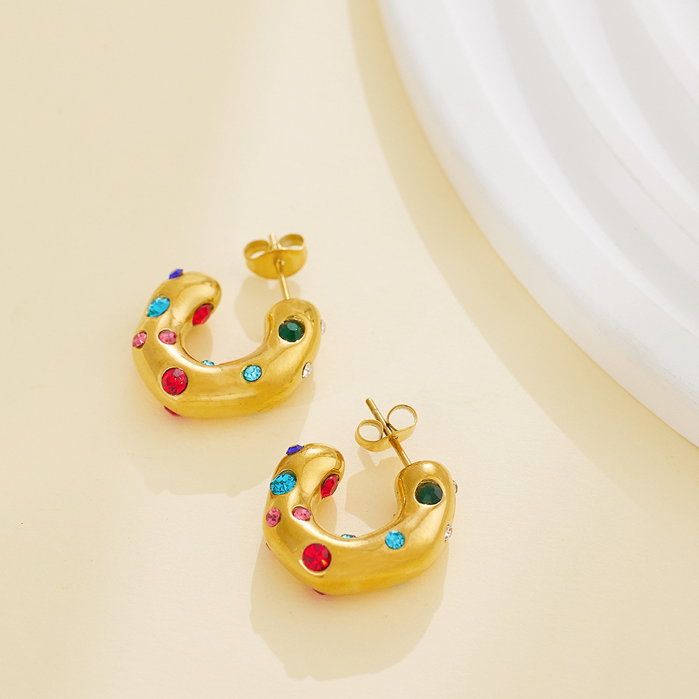 11g Weight 304 Stainless Steel Ear Needle Material Real Gold Plated Plating Material Pearl, Zircon Inlay Material Ear Studs Classification 1 Pair Quantity Daily Occasion 304 Stainless Steel Material Solid Color Pattern Women'S Gender Simple Style Style Waterproof Non Tarnish, Inlay Craft Real Gold Plated Solid Color 304 Stainless Steel Simple Style Waterproof Non Tarnish Ear Studs