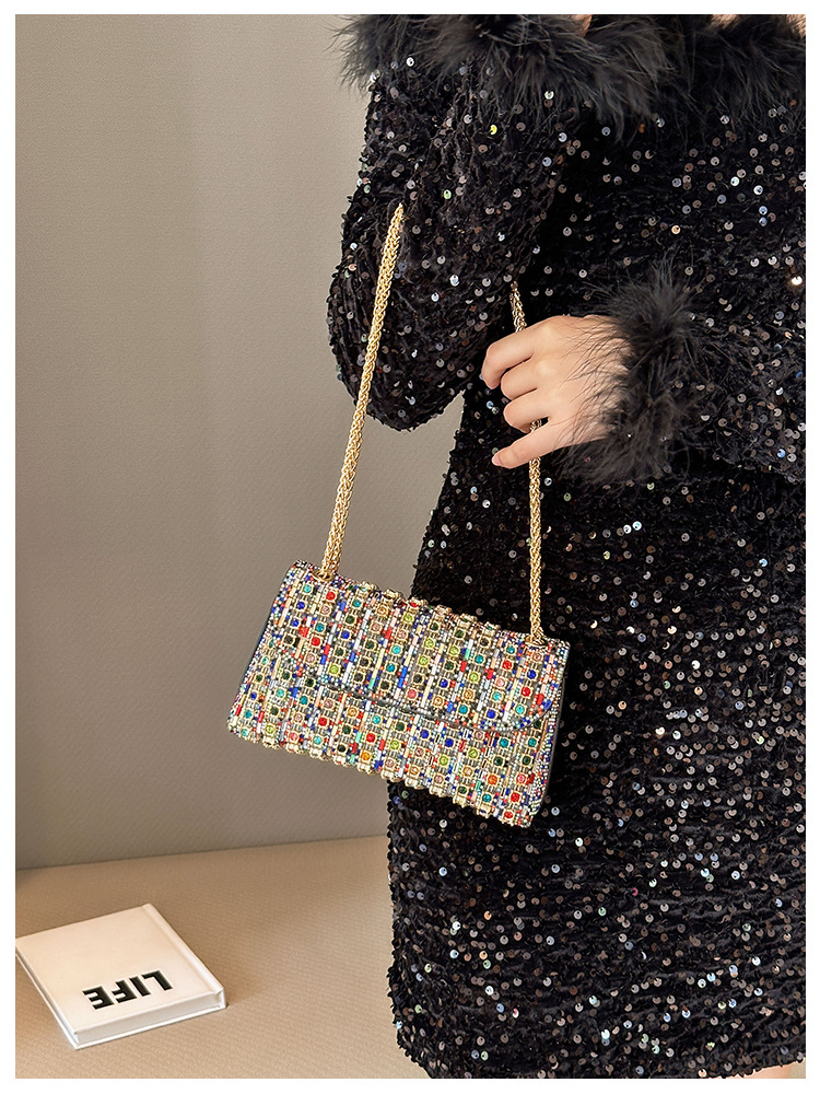 New foreign trade European and American retro underarm bag, casual and fashionable rhinestone small bag, niche single-shoulder bag, crossbody dinner bag Item Picture