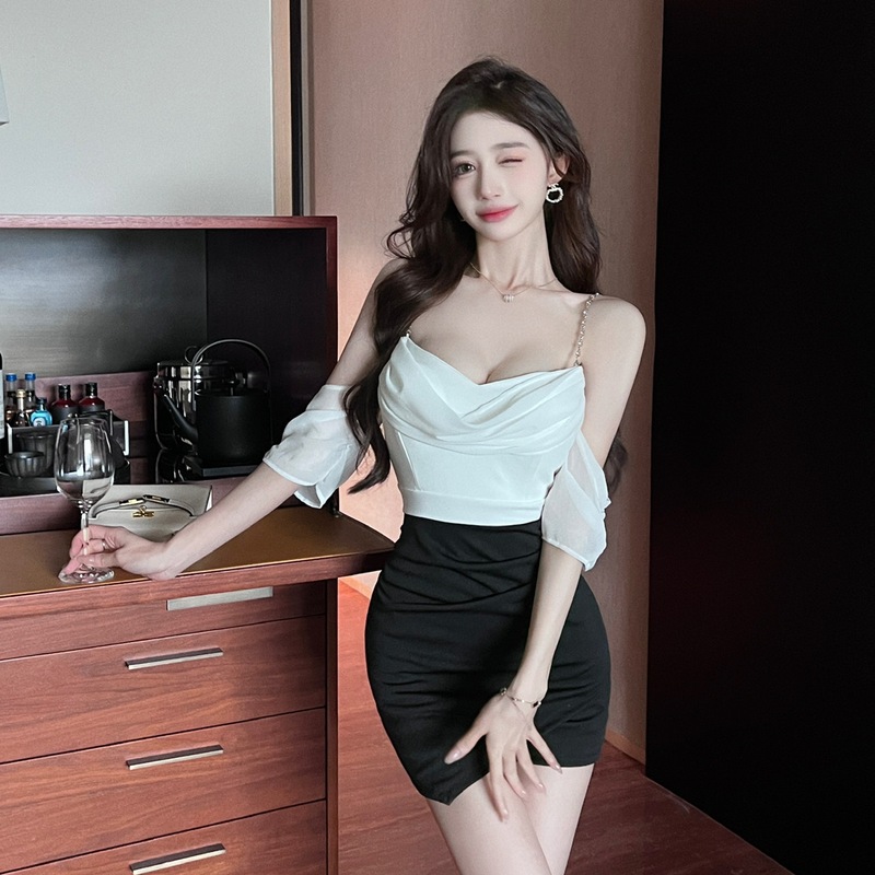 Nightclub Petite Women's Sexy Suspender Slim Hip Skirt Slimming Look Nightclub Work Massage Technician Dress