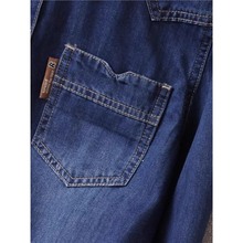 2024春装新款时尚休闲宽松大码加绒牛仔衬衫女深蓝长袖牛仔衬衣潮