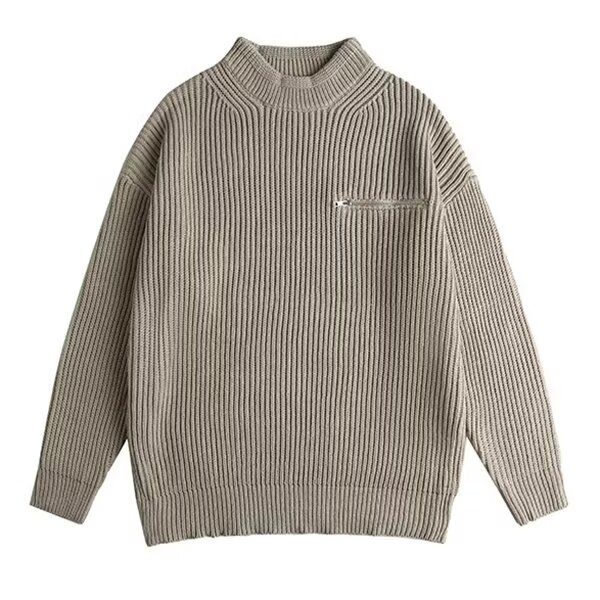 Diseño de cremallera de cuello redondo camiseta de punto suéter hombre viejo estilo de negocios estilo de invierno otoño suéter fábrica transfronteriza mayorista image 6