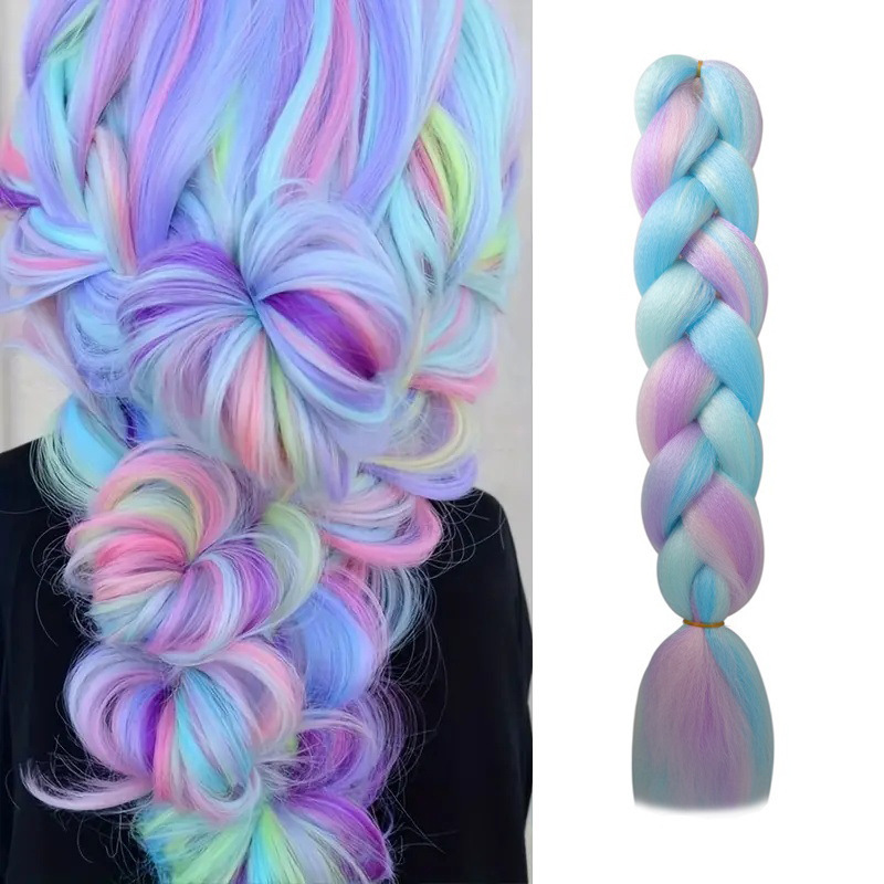 Cross-Border Free Shipping, Foreign Trade Four-Color African Big Braided Wig, Synthetic Fiber Wholesale, High-Temperature Fiber Dreadlocks