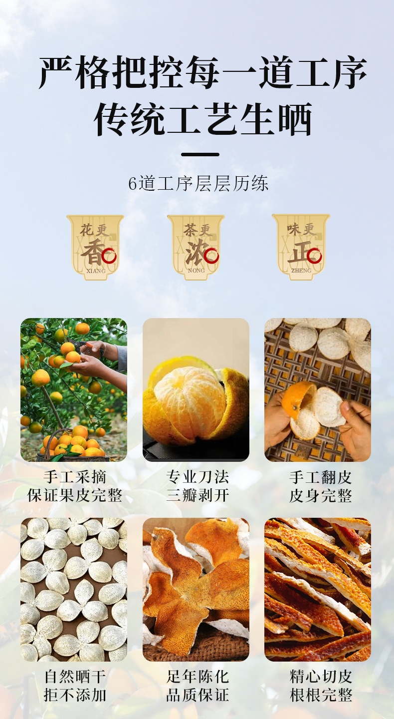 Dried Tangerine Peel Strips Chen Pi 250g Xinhui Aged Orange Peel for Tea and Cooking overview