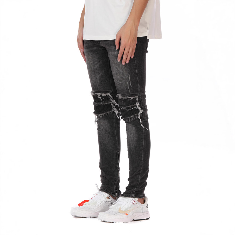 Black Blue High Street Moto Peel Jeans