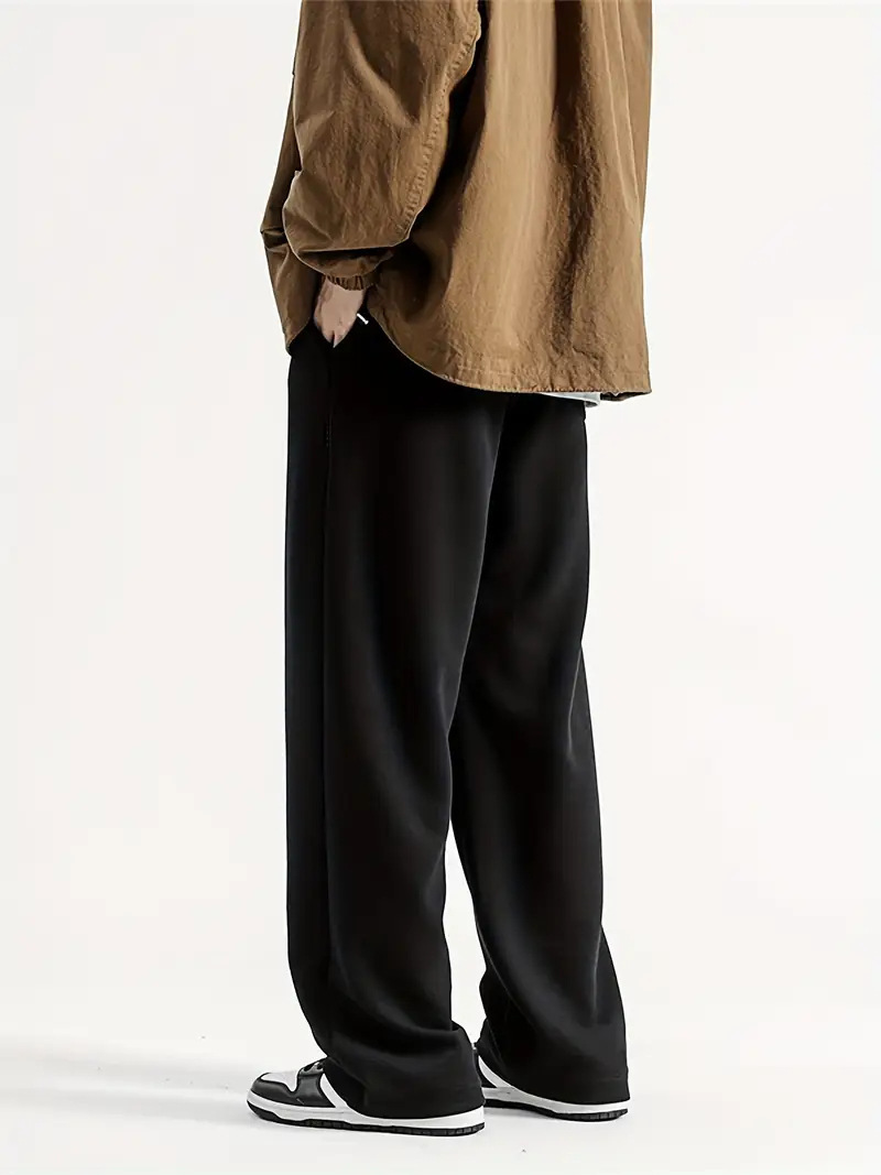 ​Men's Straight-Leg Pants – Vintage-Inspired Polyester Trousers With Adjustable Drawstring (Unisex Streetwear Style)​_viptrois.com