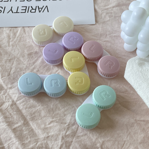 ins contact lens case cream color simple double box color contact lens storage box single double box can choose the color as009