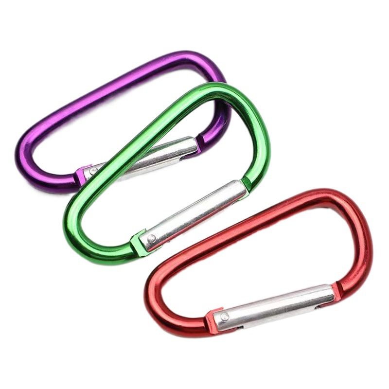 N ° 6 de tipo D mosquetón de aleación de aluminio mochila bolsa Altavoz Bluetooth Botella de agua Olla de tipo resorte hebilla de suspensión rápida llavero