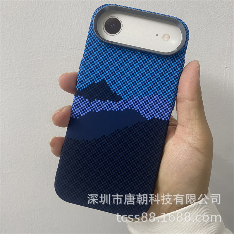 LUXO磁吸水贴硬壳适用iPhone17air碳纤纹手机壳凯夫拉纹pc壳男女