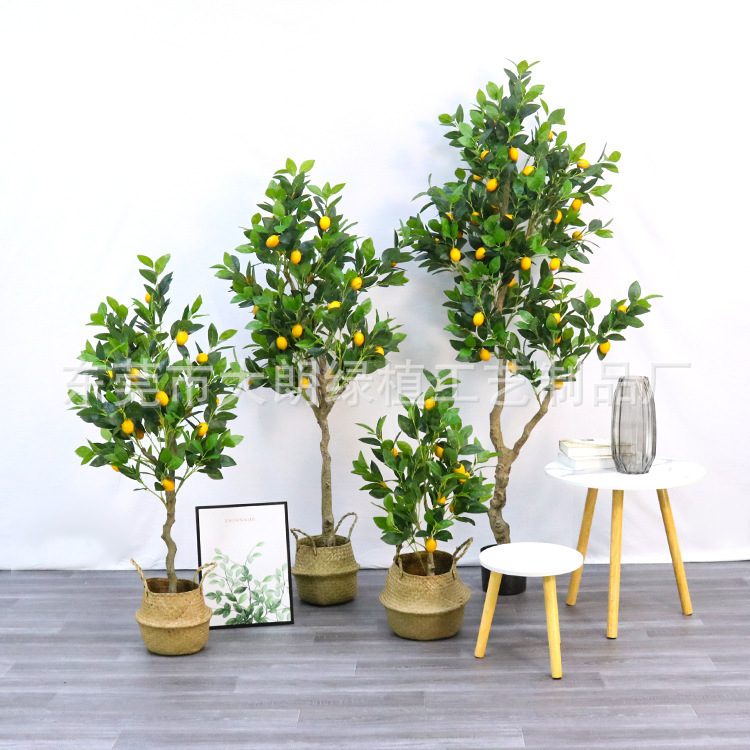 Simulation of Lemon Tree potted orange simulation of green fruit branches living room decoration floor ornaments wholesale simulation of plants