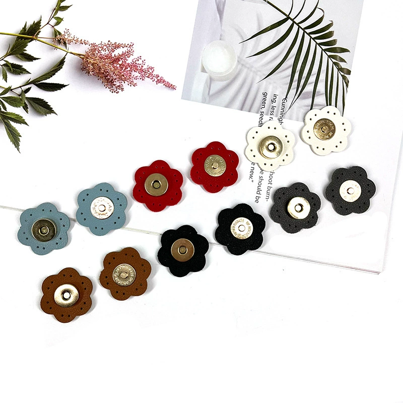 Новый стиль оптовая продажа сумка diy аксессуары многоцветный маленький цветок кожаный шов магнитная пряжка диаметром 3CM ручной шов магнитная пряжка