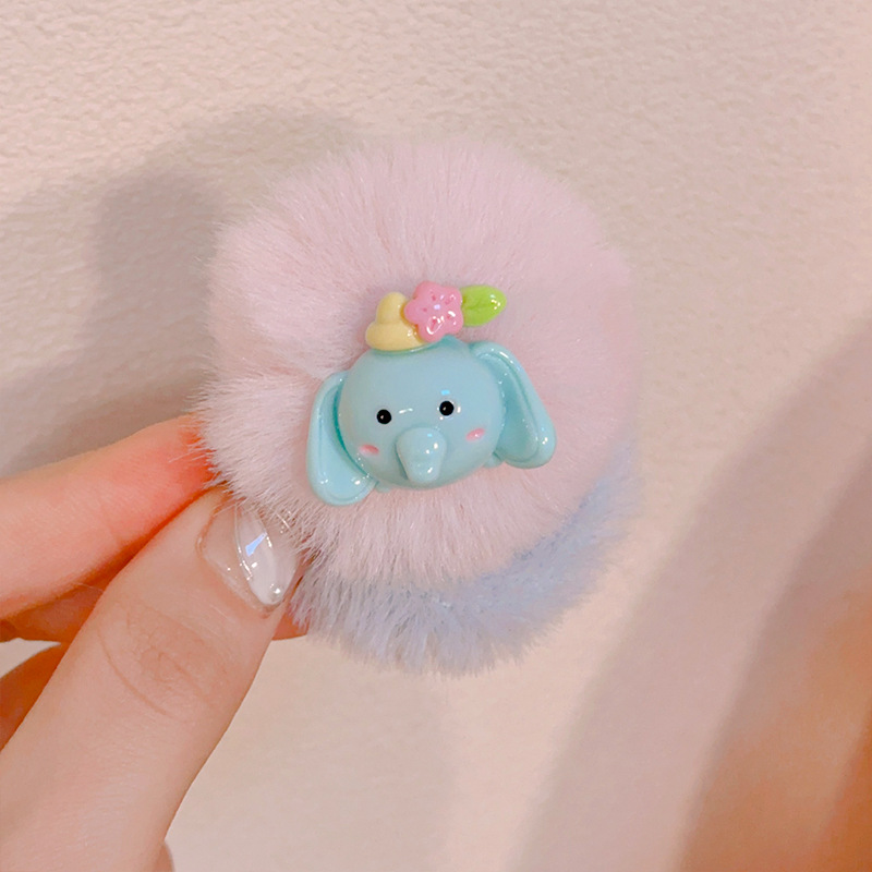 Otoño e Invierno Banda de pelo de felpa para niños engrosamiento de alta elasticidad no duele el cabello suave diadema de dibujos animados lindo bebé Cola de Caballo accesorios para el cabello