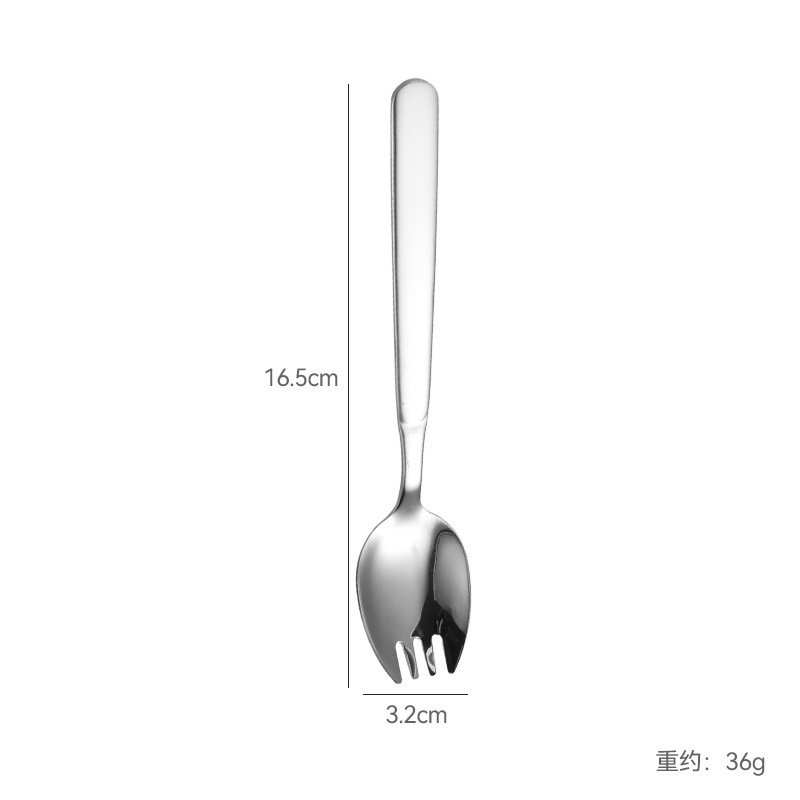316ステンレスフォークスプーン一体両用クリエイティブ長柄サラダスプーンパスタフォーク果物フォーク卸売りはロゴを決めることができる|undefined
