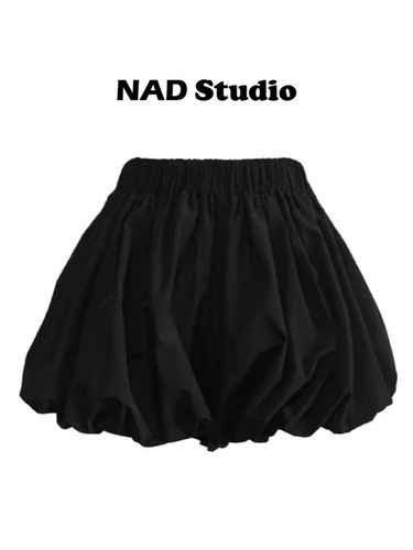 Black Cloud Bouquet Pants Skirt Women Summer High-Waist Slimming Pumpkin Pom-pom A-Line Casual Bubble Lantern Shorts