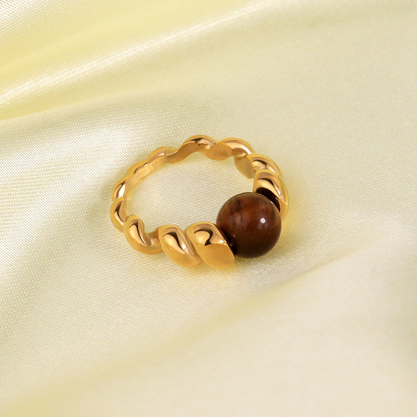 Round Pattern Women'S Gender Beaded, Plating Design Simple Style Commute Round Stainless Steel 18k Gold Plated Rings In Bulk