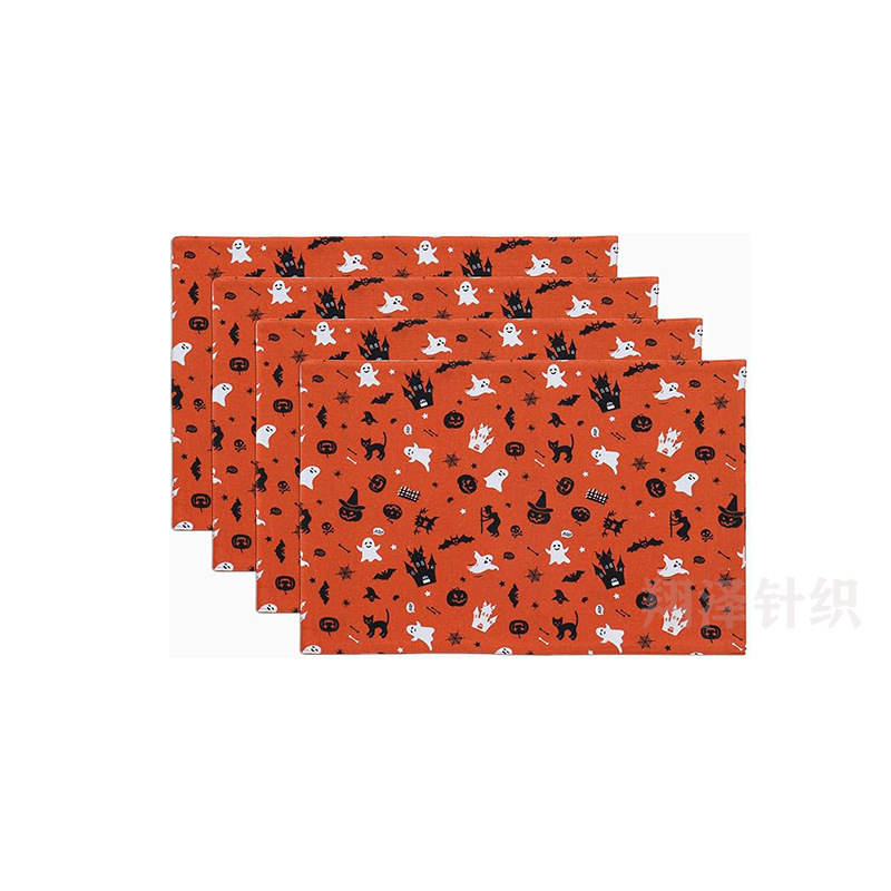 跨境新品万圣节餐垫跨境万圣节高级感轻奢可水洗西餐厅隔热桌垫|undefined