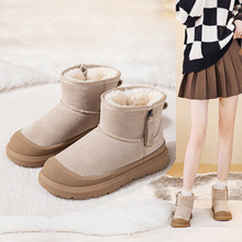 羊毛时尚雪地靴男女情侣款2025冬季雪地棉鞋防滑耐磨防寒棉靴真皮