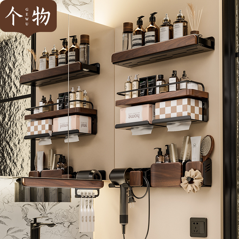 Inodoro antiguo estante de inodoro de estilo antiguo estante de almacenamiento en la pared sin perforación tipo de pared de nuez