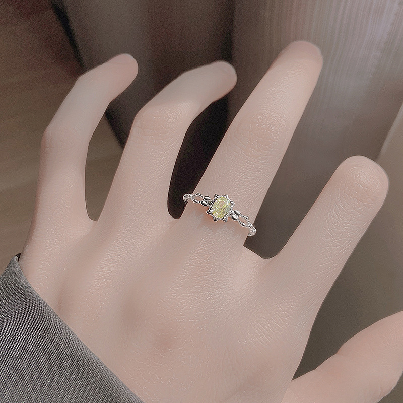 New zircon ring female niche design open finger ring light luxury Joker adjustable ring cold wind wholesale