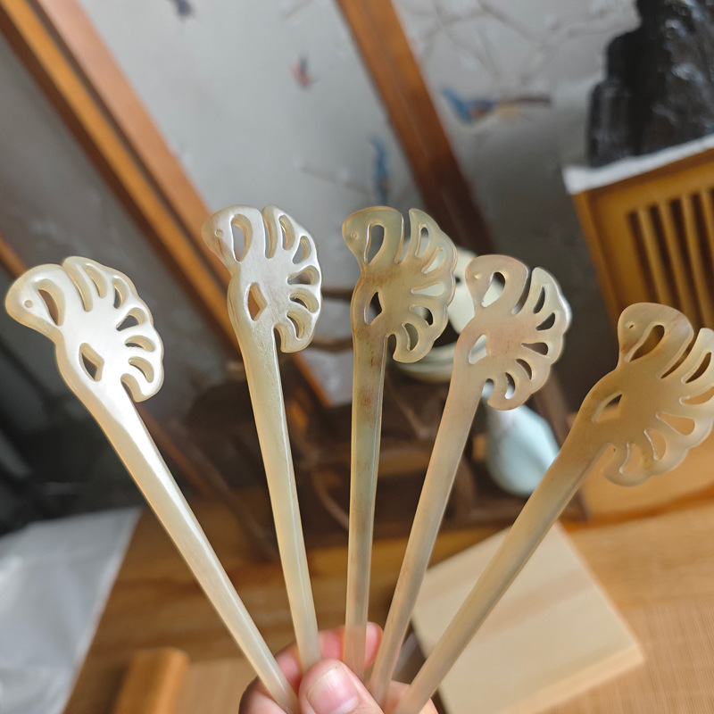 羊の角のかんざしの天然の国風の高級感のオリジナルの白鳥の髪飾りの新中国式の簡単な棚卸の工場は卸売りして直接販売します。|undefined
