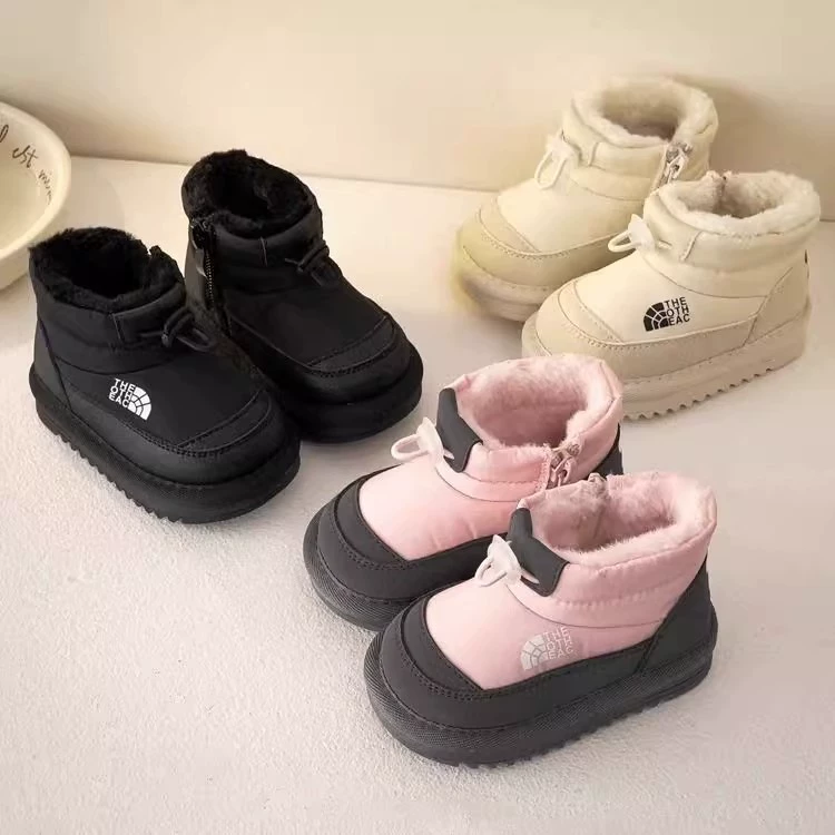 Детские снежные сапоги бархатные утолщенные зимой 2025 новый мальчик мягкий дно снежный хлопок для девочек теплая водонепроницаемая хлопчатобумажная обувь