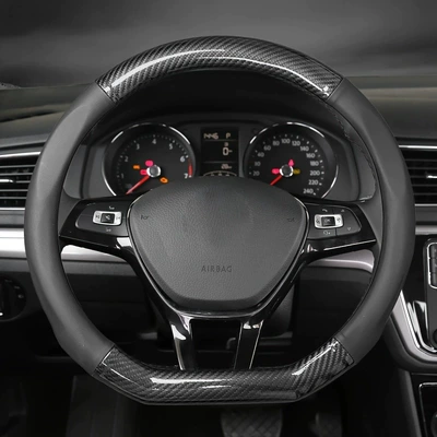 Steering wheel cover, wheel cover four seasons universal - d-type-carbon-fiber-spelled-nappa-leather-without-punching-38cm