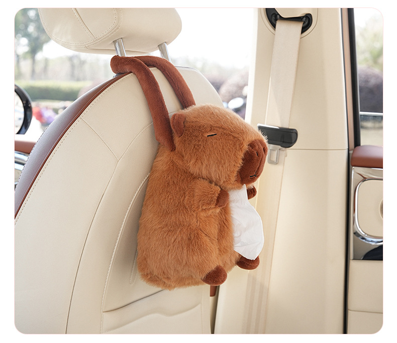 Cute Car Tissue Box Hanging Type Creative Capybara Car Tissue Box Car Tissue Hanging Bag Tissue Pack
